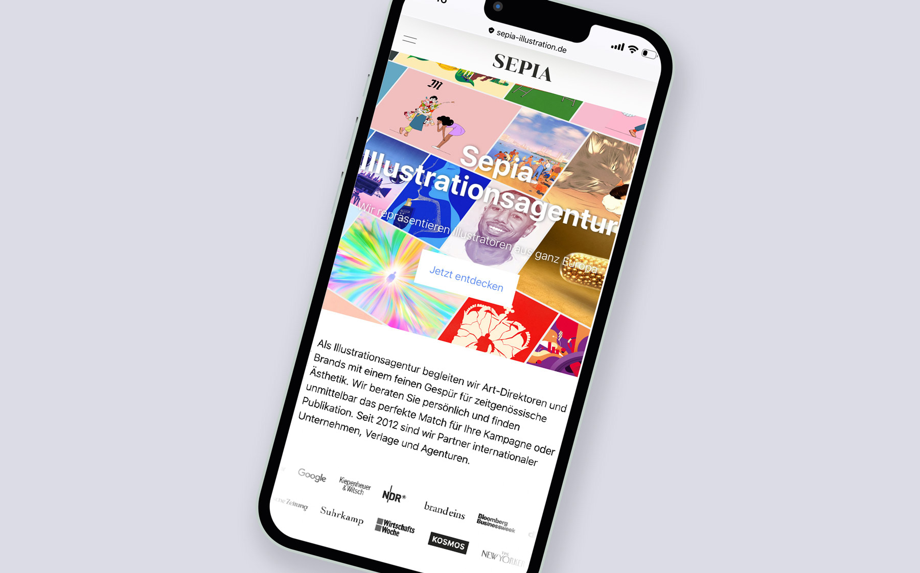 Screenshot of Sepia Illustration Homepage