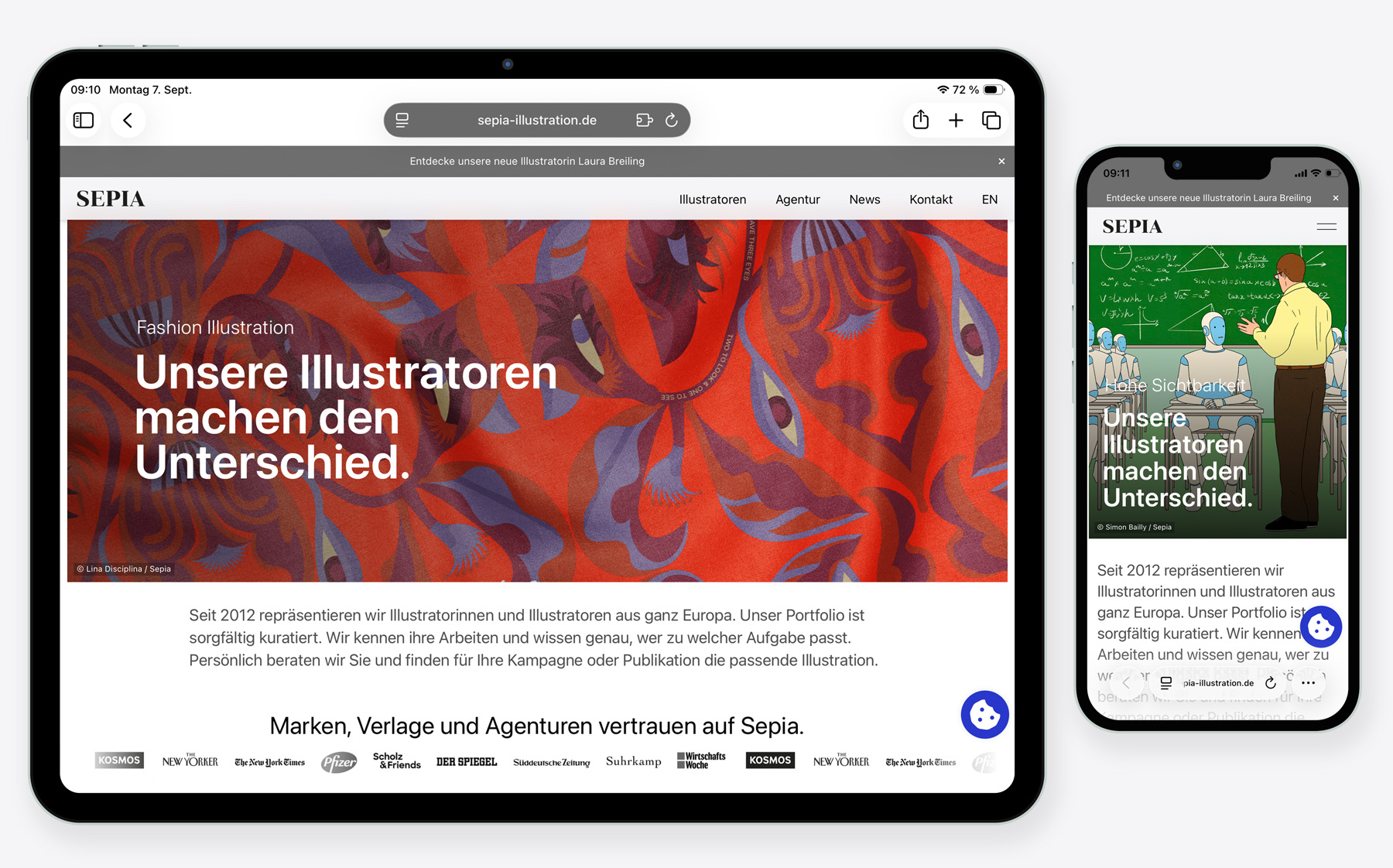 Screenshot of Sepia Illustration Homepage