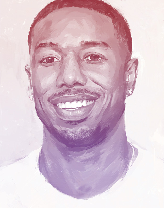 painted portrait of Michael B. Jordan