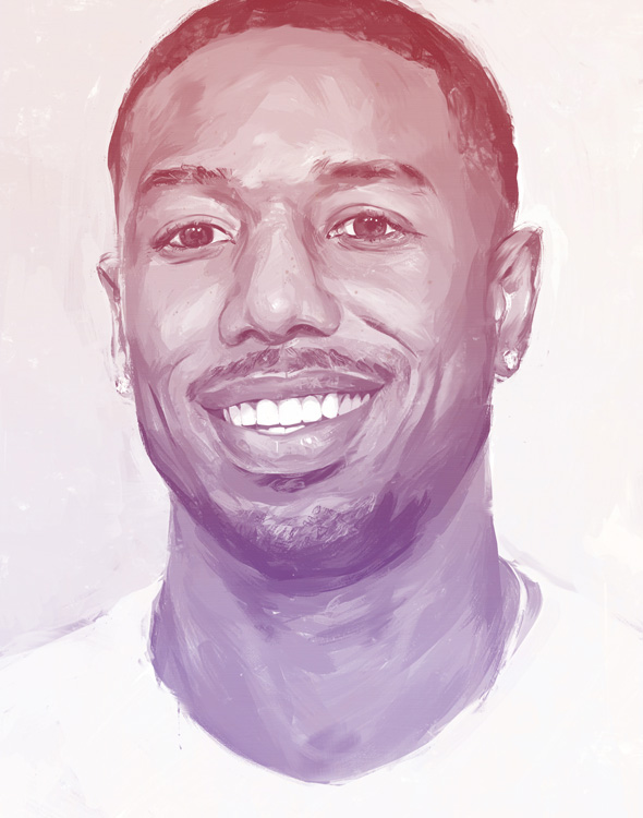 painted portrait of Michael B. Jordan