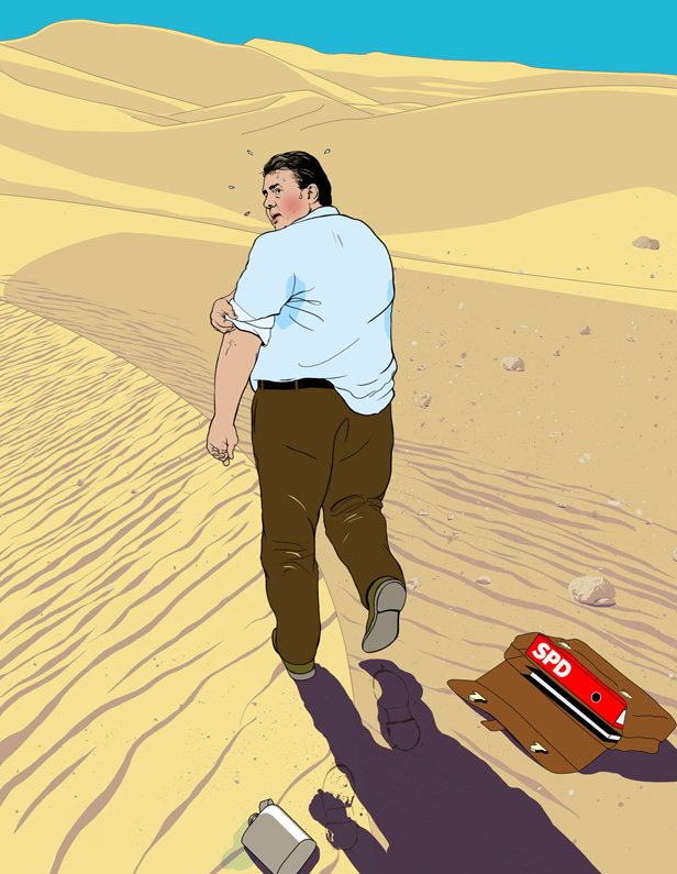 a man walking into the desert 