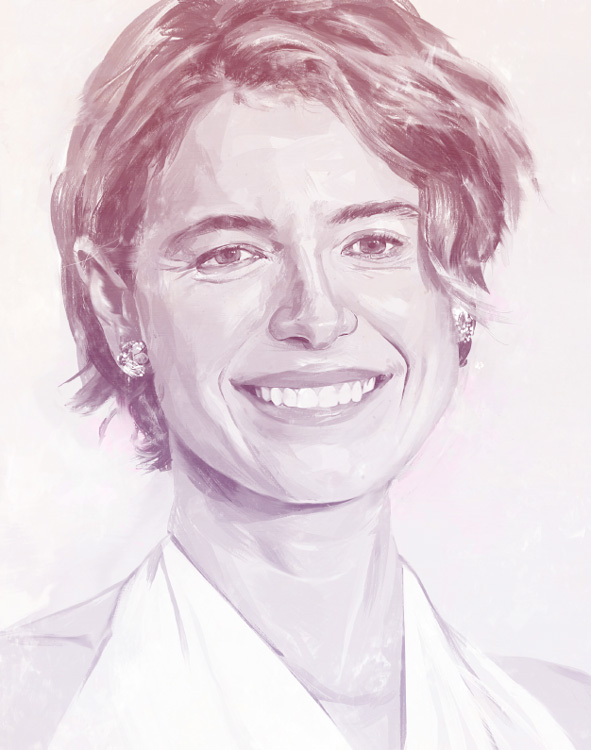 painted portrait of Jessie Buckley