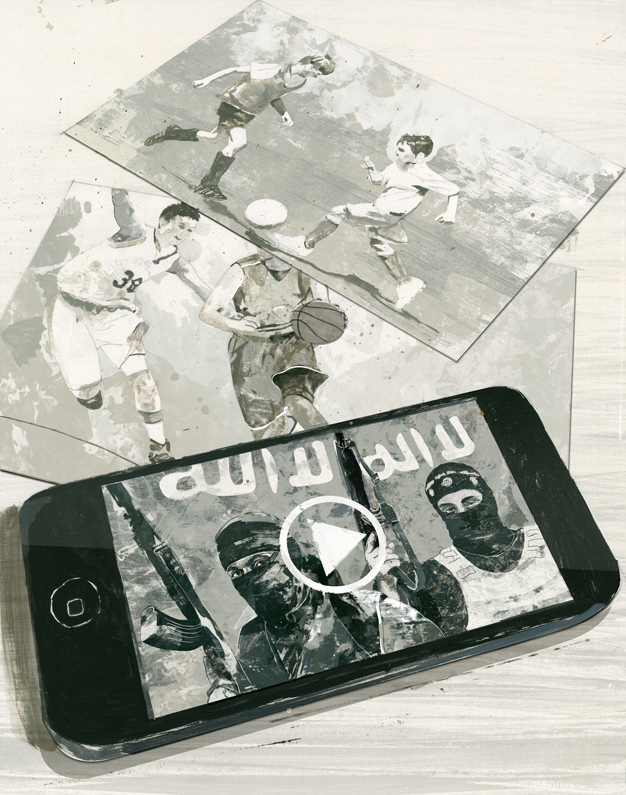2 terrorists are pictured as children and grown ups on postcards and smarphone